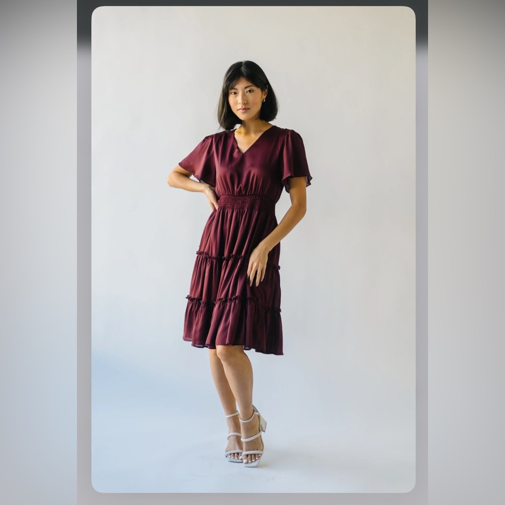 Piper & Scoot Burgundy Tiered Dress
